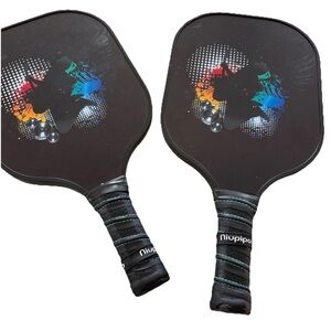 2 Niupipo Pickleball MX-06 NSPA Paddle Black Graphite Lightweight Padded Handle